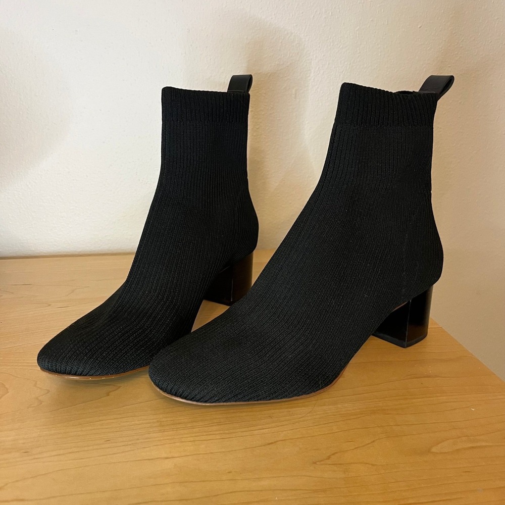Everlane Black Glove Boot Block Heel Ankle Boots Square Toe Size 9.5 - Picture 6 of 15